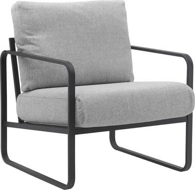 CLP Manea Fauteuil - Lounger - Met armleuning - Design - Met stevig metalen frame - Gestoffeerde club fauteuil licht grijs Stof