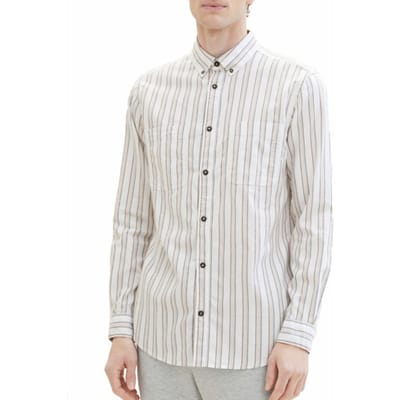 Tom Tailor - Lange mouw overhemd - Heren - XL - Wit - Katoen - 1040124