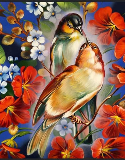 TOPMO- Love Birds- 40 x 50 CM - Diamond painting pakket - HQ Diamond Painting - volledig dekkend - Diamant Schilderen - voor Volwassenen – ROND
