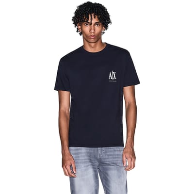 Printed Short Sleeve Round Neck T-shirt - Blue Shirts