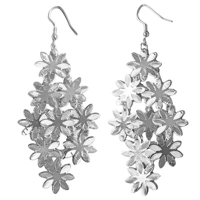 Fako Bijoux® - Oorbellen - Aluminium - Kleine Bloemetjes - Zilverkleurig
