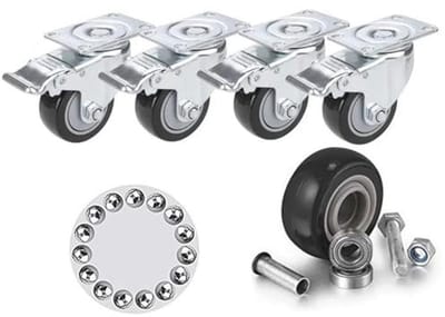 Zwenkwielen met Rem 75 mm - 4 Stuks voor Meubels en Tuinmeubelen - Max. Belastbaarheid 400 kg