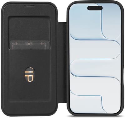Portemonnee Hoesje Geschikt voor Apple iPhone Air | Compatibel met MagSafe | Wallet Book Case met Magneet | Beschermhoes met Pasjeshouder | Transparant / Zwart