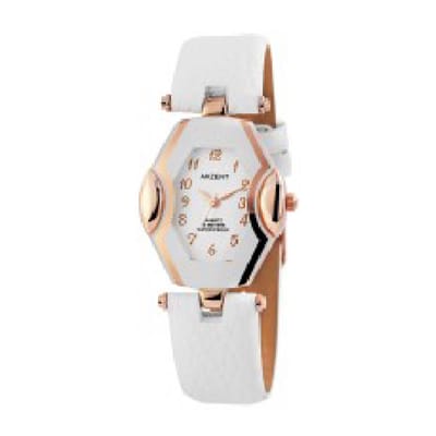 Akzent-model 1900103-009-dameshorloge-rosekleurig-3 atm waterdicht-ovaal-duidelijke wijzerplaat-witte bandafmeting 33x28 mm