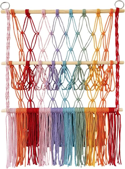 Knuffelhangmat - Speelgoednet - Kamer Opruimen - Boho Rainbow Design - 52x70 cm - Multicolor