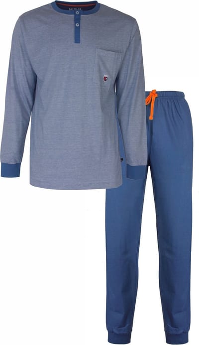 MEQ Heren Pyjama - Pyjama Set - 100% Katoen - Licht Blauw - Maat S