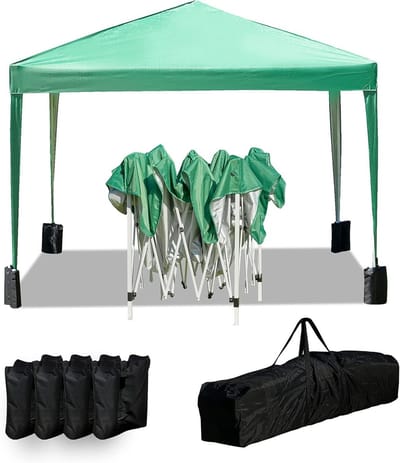 Tuinpaviljoen Pop-up - Feesttent Outdoor - Feesten en Evenementen - Inclusief Verzwaringszakken - 3x3 m - Groen