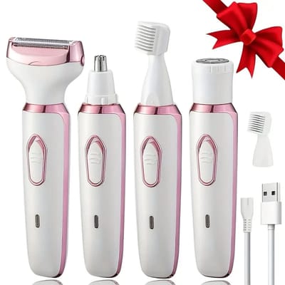 4-in-1 Draadloze Elektrische Ladyshave –Scheerapparaat Vrouw - Pijnloze Trimmer voor Vrouw – Geschikt voor Benen, Lichaam, Oksel, Armen, Bikinilijn– Ladyshave voor vrouwen – Nat en droog – USB Oplaadbaar