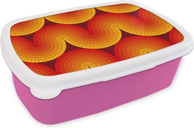 Broodtrommel Roze - Lunchbox Design - Retro - Rood - Abstract - Brooddoos 18x12x6 cm - Brood lunch box - Broodtrommels voor kinderen en volwassenen