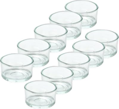 Trend Candles theelichthouder - 10x - glas - transparant - 4x3 cm - waxinelicht