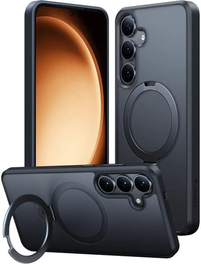 TORRAS Hoesje Geschikt voor Samsung Galaxy S25 Plus - UPro Ostand Pro - Compatibel met MagSafe / Qi2 - Back Cover met Magneet - 360° Draaibare Ring Standaard - Zwart
