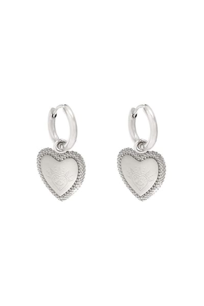 Earrings Heart with Vision - Oorbellen -Hartjes- Zilver- Yehwang-Valentijnsdag