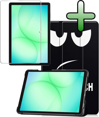 Hoesje Geschikt voor Samsung Galaxy Tab A11 Plus / A9 Plus - Met Screenprotector - Trifold Bookcase - Hard Cover - Hardcover Book Case - Tablet Hoes - Don't Touch Me