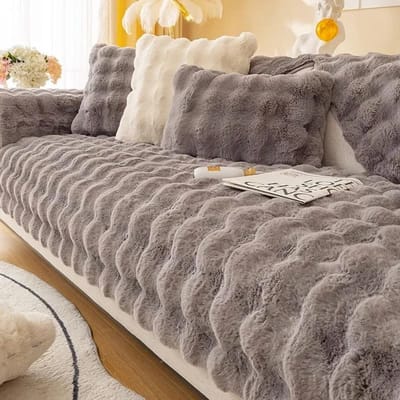 Dikker konijn pluche bankhoes Nordic effen kleur bank handdoekhoezen antislip bank kussenovertrekken bankhanddoek voor woonkamer decor 1pc 45x45 pillowcase
