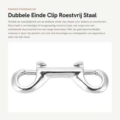 Dailygoods- Haak Dubbel Einde - Roestvrij Staal - Duurzaam - Bevestigingsmiddel - Corrosiebestendig - Eenvoudig te gebruiken met één hand - Karabijnhaak