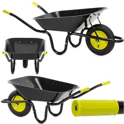 Springos Kruiwagen | Kruiwagenwiel | 120L | 100kg Draagvermogen | Groen/Zwart