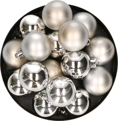 Decoris kleine kerstballen - 32x st - zilver - 4 cm - kunststof - kerstversiering