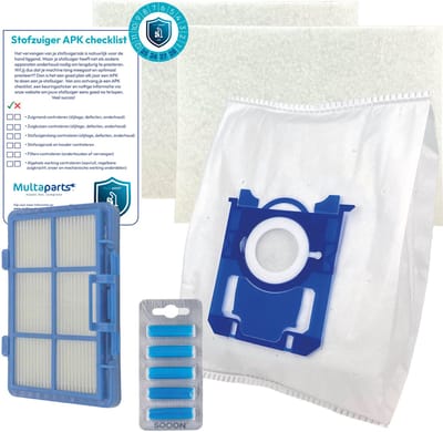 Multaparts® stofzuiger-APK set geschikt voor Philips PowerGo | Complete onderhoudsset met stofzuigerzakken type S-BAG (10 x), motorfilter (2 x), HEPA filter, geursticks (5 x), APK-checklist & APK-sticker | Maak je stofzuiger als nieuw