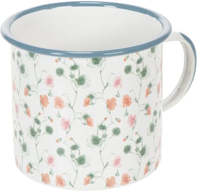 Emaille plantenpot, decoratieve beker met bloemmotieven, Ø11cm