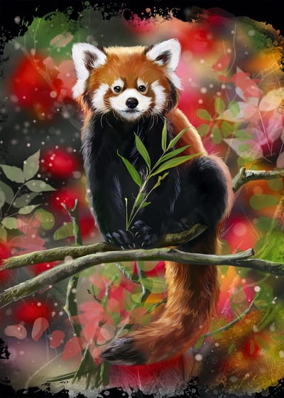 Alipson Puzzle rode panda puzzel zit op een tak - legpuzzel voor kinderen.