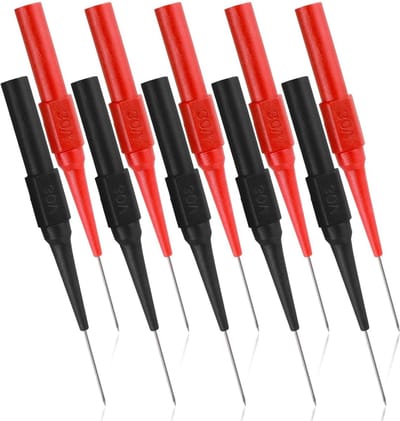Meetpunten Multimeter - Testsondes Naalden - Elektrische Metingen - Geïsoleerde Piercing - 10 Stuks 07 mm - Rood Zwart