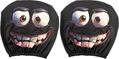Daity Grappige cartoon auto hoofdsteunhoezen - 2-delige universele - schattige hoofdsteunbeschermers met grote ogen - dubbelzijdige decoratie voor auto's - vrachtwagens en bestelwagens - geschikt voor Halloween en Kerstmis（D）