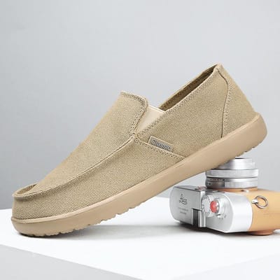 Baskets de Mode pour Homme Toile Respirante Chaussures de Marche et de Conduite pour Homme Confortables Outdoor Mocassins Décontractés pour Homme Tenis Masculino 42 kaki
