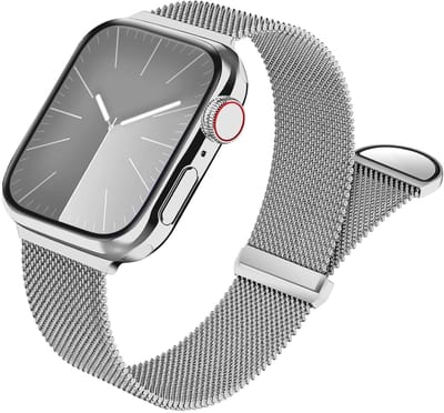 SBG Milanees Bandje Geschikt voor Apple Watch 1/2/3/4/5/6/7/8/9/10/11/SE/Ultra - 49/46/45/44/42MM - Roestvrij Stalen Horlogebandje Magnetisch - Zilver