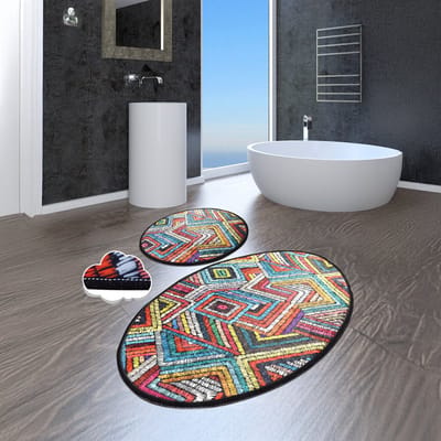 Bosdela Maglie Ovale 2-delige badkamermatten, wasbaar, zacht en comfortabel – toiletmat + badmat – ideaal voor badkamer en toilet, met 60x100 cm + 50x60 cm