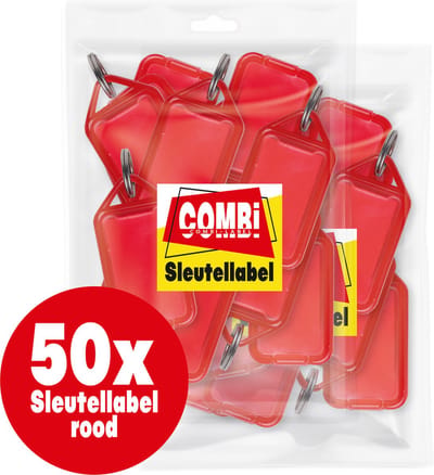Combi-Label openklapbare Sleutellabels rood met inlay - Sleutelhanger - Naamlabel – openklapbaar 50 stuks