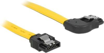SATA datakabel - recht / haaks naar links - plat - SATA600 - 6 Gbit/s / geel - 0,30 meter