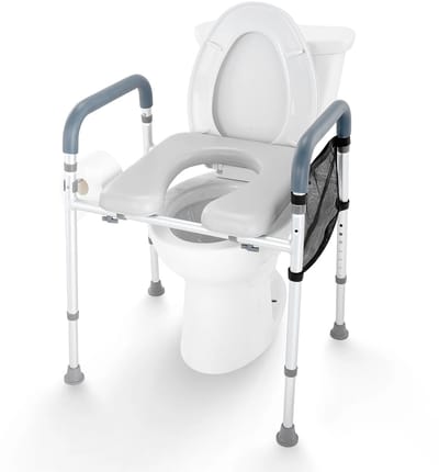 Golaro Verhoogde Toiletbril - Toilletverhoger met armleuning - 7 Hoogteverstellingen - Tot 159 kg Belastbaar - Comfort Gewatteerd