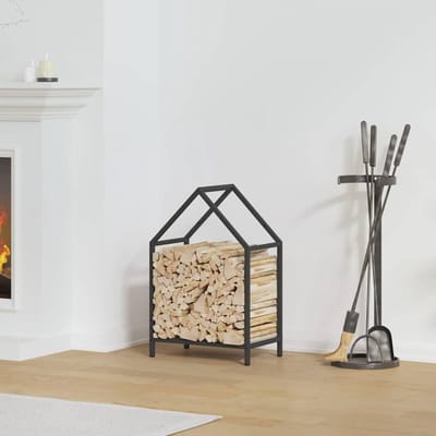 Houtrek - Brandhout opslag - Efficiënte opslag - Stabiel koudgewalst staal - 40 x 25 x 60 cm - Zwart