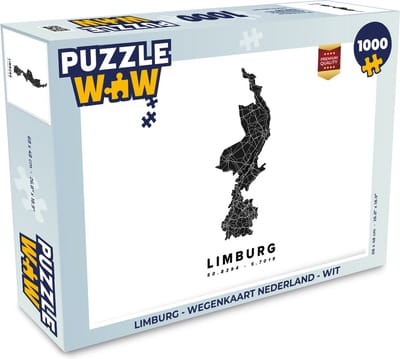 Puzzel Limburg - Wegenkaart Nederland - Wit - Legpuzzel - Puzzel 1000 stukjes volwassenen