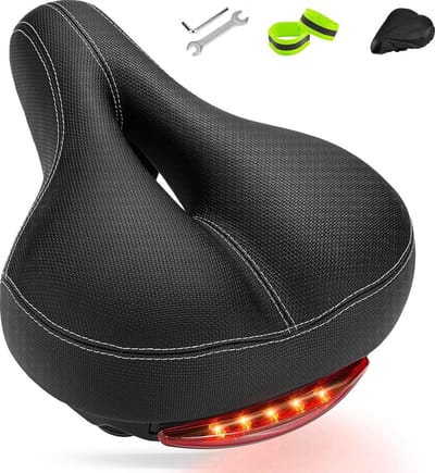 Ergonomisch fietszadel voor dames en heren - comfortabel en breed - zacht leren fietszadel met schokdempend schuimrubber