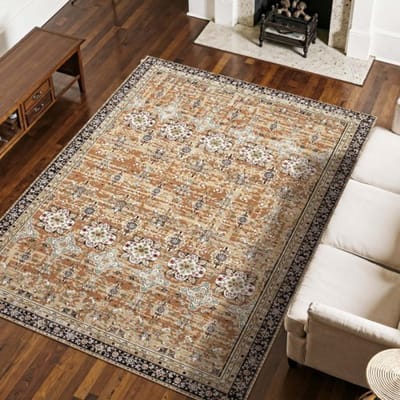 VEVOR Woonkamertapijt 2286x2896 mm, Kortpolig Wasbaar Vloerkleed, Antislip Tapijt, Vintage Binnenmat voor Slaapkamer, Woonkamer, Kantoor, Entree, Bruingroen