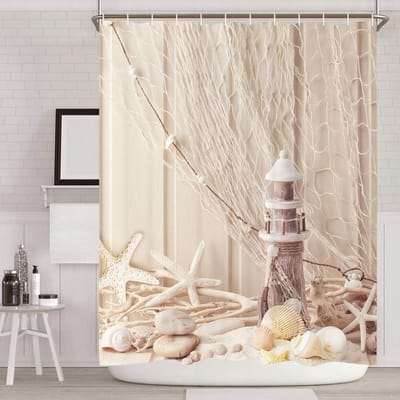 Textiel Douchegordijn 120 x 200 cm - Digitale Print, Polyester, Schimmelbestendig, Beige, Waterdicht en Ondersteunt Badkamerdecoratie