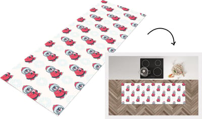 Keukenloper - Loper keuken - Pinguïn - Sneeuw - Brief - Kerst - Patronen - 150x50 cm - Keukenloper vinyl