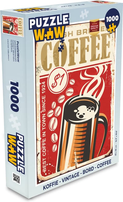 Puzzel Koffie - Vintage - Bord - Coffee - Legpuzzel - Puzzel 1000 stukjes volwassenen