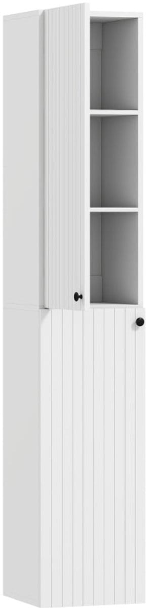 Merax Wandkast Badkamer – Hoge Hangkast met 6 Opbergvakken – Softclose Deuren – MDF Wit – 30×30×161 cm