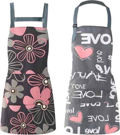 Waterdichte Schorten Set van 2, 75 x 65 cm Bloemenschorten met Zak, Ideaal voor Koken, Tuinieren en Schilderen
