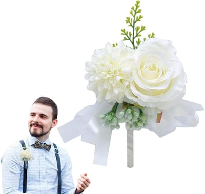 Bruiloft Boutonniere - Corsage Knoopsgat Bloemen - Bruiloft Prom Banket - Handgemaakte Kunstbloem - 1 Stuk - Roze