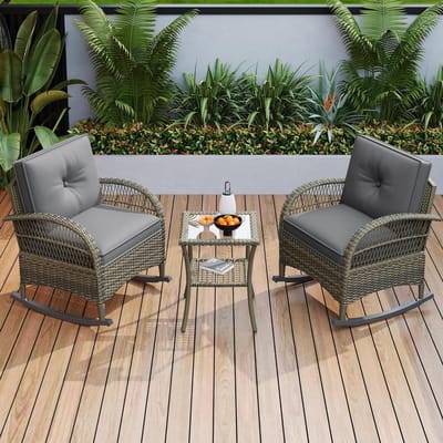 Balkonmeubelset 3-delig - Terrasmeubilair Tuinset - Buiten Ontspannen - Inclusief Zitkussens - 80 x 76 x 86 cm - Zwart