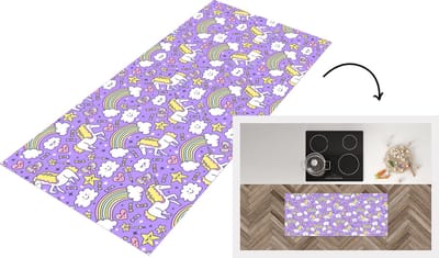 Keukenloper - Loper keuken - Unicorn - Patroon - Regenboog - Kind - 120x50 cm - Keukenloper vinyl