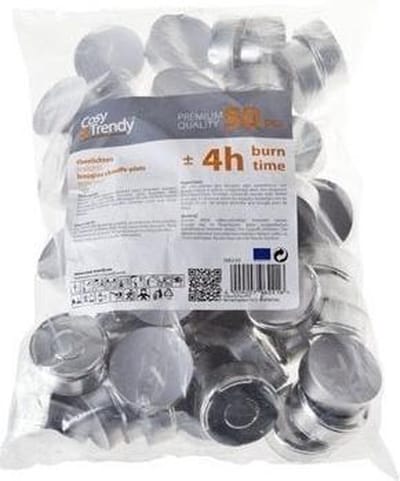 Cosy & Trendy Theelichtjes - 50x stuks - waxinelichtjes - 4 branduren - 4 cm - Voordeelzak