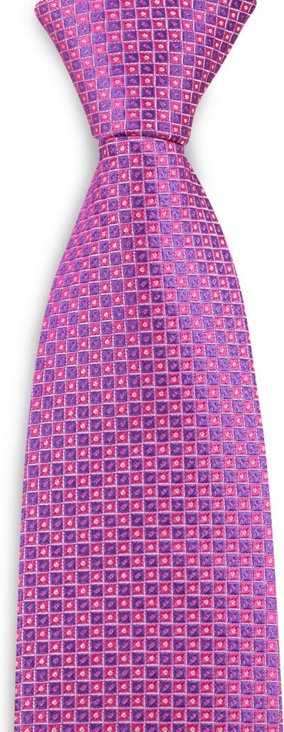 We Love Ties - Stropdassen - Stropdas Square Dots - roze / paars / wit