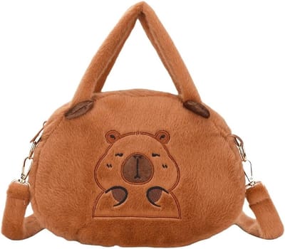 Schattige Pluche Schoudertas in de vorm van een Capybara, Draagtas voor Meisjes en Vrouwen, Perfect als Handtas of Crossbody Bag, Bruin