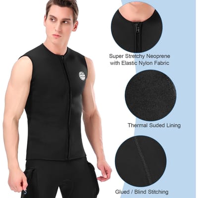 3 mm neopreen wetsuit-topvest Thermisch warm mouwloos vest voor duiken, surfen, zwemmen, zeilen 2XL beige