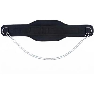 Multifunctionele Fitness Gewichtheffen Dipping Riem met Stalen Ketting Neopreen Tailleondersteuning voor Pull Ups Deadlift Bodybuilding one size zwart