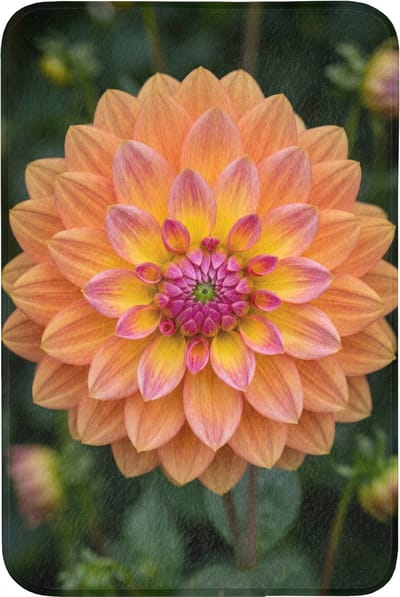 Badmat 60x90 cm - Antislip - Dahlia - Bloem - Oranje - Badmatten voor badkamer - Badkamermat - Douchemat - Badkamer mat